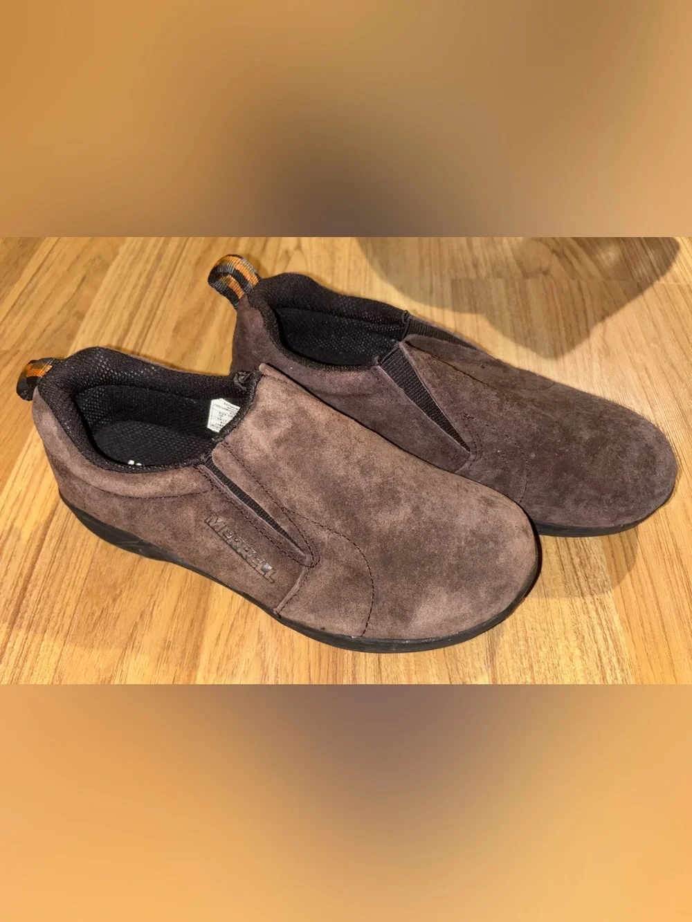 Merrell Brown Suede Kids Slip-On Loafers